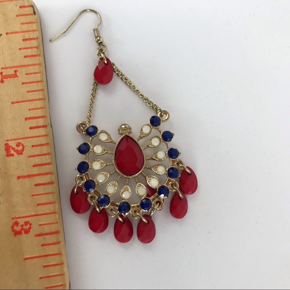🍓2/$10🍓😃❕or 🫐5/$25🫐❕waterfall red blu white gold Dangle Earrings🇺🇸 - Picture 3 of 3